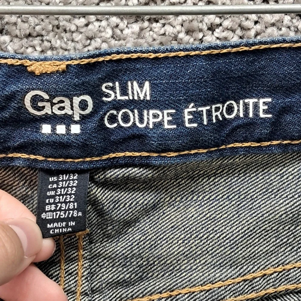 Gap Mens Slim Fit Dark Wash Denim Jeans 31x32 Blue 100% Cotton 7106